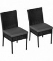 Outsunny 2 PCs Rattan Garden Chairs with Cushion, Wicker Dining Chairs, Black