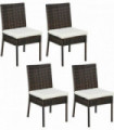 Outsunny 4 PCs Rattan Garden Chairs with Cushion, Wicker Dining Chairs, Brown