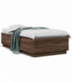 vidaXL Bed Frame Brown Oak 90x190 cm Single Engineered Wood