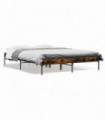 vidaXL Bed Frame Smoked Oak 135x190 cm Double Engineered Wood and Metal