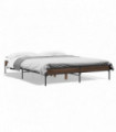 vidaXL Bed Frame Brown Oak 150x200 cm King Size Engineered Wood and Metal