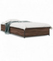 vidaXL Bed Frame Brown Oak 75x190 cm Small Single Engineered Wood and Metal