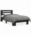 vidaXL Bed Frame Black 75x190 cm Small Single Engineered Wood and Metal