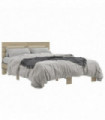 vidaXL Bed Frame Sonoma Oak 140x200 cm Engineered Wood and Metal
