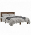 vidaXL Bed Frame Brown Oak 140x200 cm Engineered Wood and Metal
