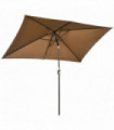 Outsunny 3x2m Patio Parasol Canopy Tilt Crank 6 Ribs Sun Shade Garden Brown