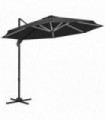 Outsunny 3(m) Solar LED Cantilever Parasol Adjustable Garden Umbrella Dark Grey