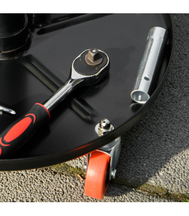 HOMCOM Pneumatic Adjustable Mechanic Stool with Tool Tray and Wheels