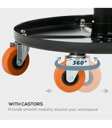 HOMCOM Pneumatic Adjustable Mechanic Stool with Tool Tray and Wheels