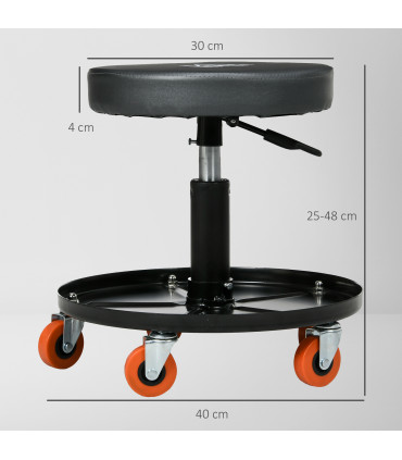 HOMCOM Pneumatic Adjustable Mechanic Stool with Tool Tray and Wheels