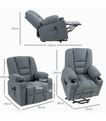 HOMCOM Riser and Recliner Chair w/ Remote, Lift Chair for Elderly, Grey