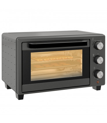 HOMCOM Mini Oven 21L Electric Grill w/ Adjustable Temp Timer 1400W, Grey