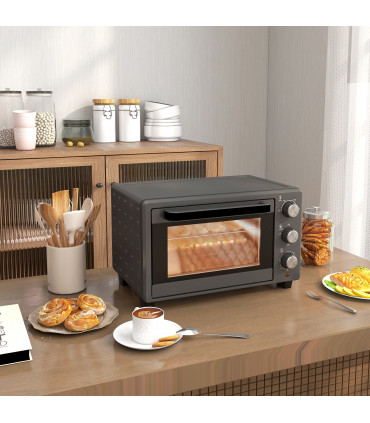 HOMCOM Mini Oven 21L Electric Grill w/ Adjustable Temp Timer 1400W, Grey