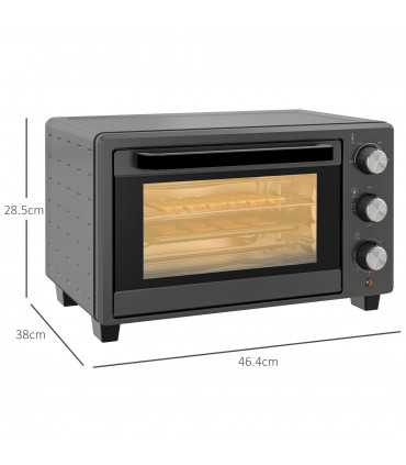 HOMCOM Mini Oven 21L Electric Grill w/ Adjustable Temp Timer 1400W, Grey