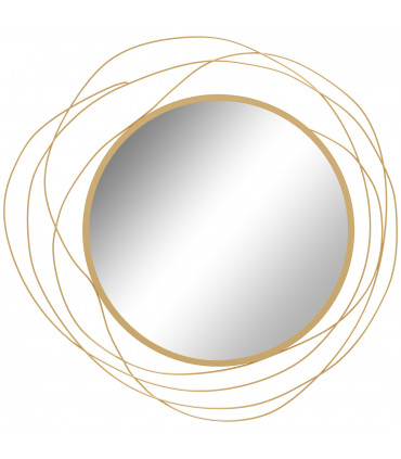 HOMCOM Metal Wall Art 65cm Round Mirror for Living Room Dining Room Gold Tone