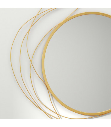 HOMCOM Metal Wall Art 65cm Round Mirror for Living Room Dining Room Gold Tone