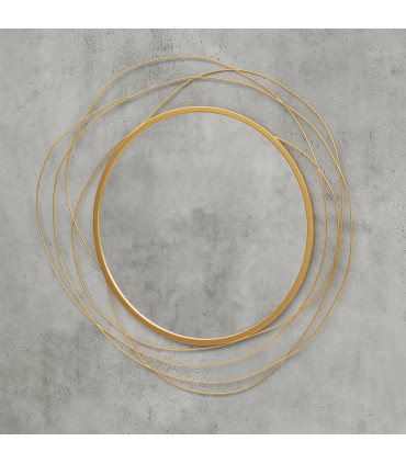 HOMCOM Metal Wall Art 65cm Round Mirror for Living Room Dining Room Gold Tone