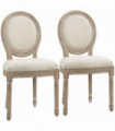 HOMCOM French-Style Dining Chairs Set of 2 with Linen Upholstery, Backrest