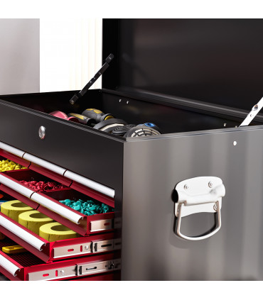 HOMCOM Rolling Tool Chest Lockable Roller Cabinet with with 14 Drawers Red