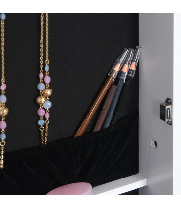 MDF Freestanding Glass Mirror Jewellery Cabinet White