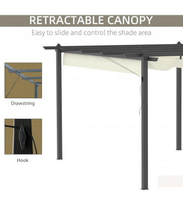 4 x 3m Aluminum Pergola Gazebo Retractable Roof CanopyCream White