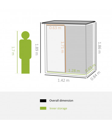 4.7ft x 2.8ft Garden Shed Steel Sloped Roof Door w/ Latch Green
