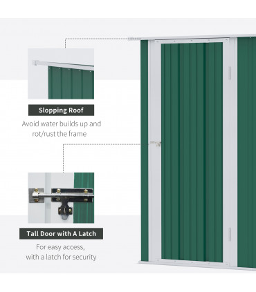4.7ft x 2.8ft Garden Shed Steel Sloped Roof Door w/ Latch Green
