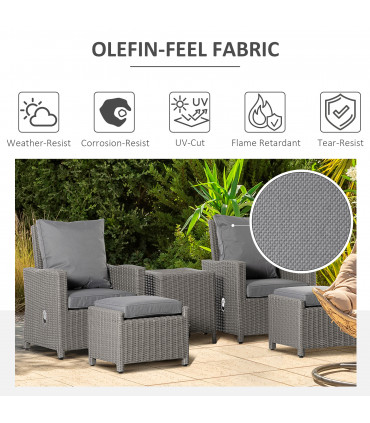 2 Seater Outdoor PE Rattan Patio Furniture TableOlefin Cushion