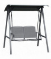 2 Seater Garden Swing Chair Swing Bench w/ Adjustable Canopy, Grey