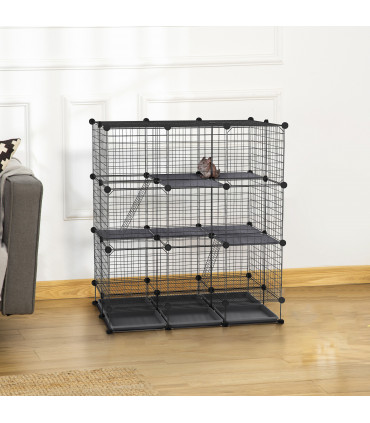 30 Pcs DIY Expandable Pet Cage Steel Bars Doors Trays Plastic Corners Pawhut