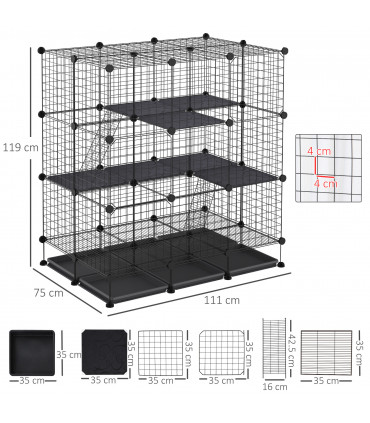 30 Pcs DIY Expandable Pet Cage Steel Bars Doors Trays Plastic Corners Pawhut