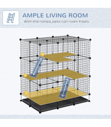 30 Pcs DIY Expandable Pet Cage Steel Bars Doors Trays Plastic Corners Pawhut