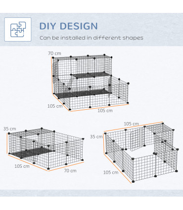 30 Pcs DIY Expandable Pet Cage Steel Bars Doors Trays Plastic Corners Pawhut