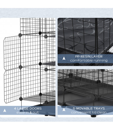 30 Pcs DIY Expandable Pet Cage Steel Bars Doors Trays Plastic Corners Pawhut