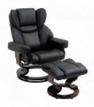 Padded PU Leather Manual Reclining Armchair Sofa Chair w/ Footstool Black