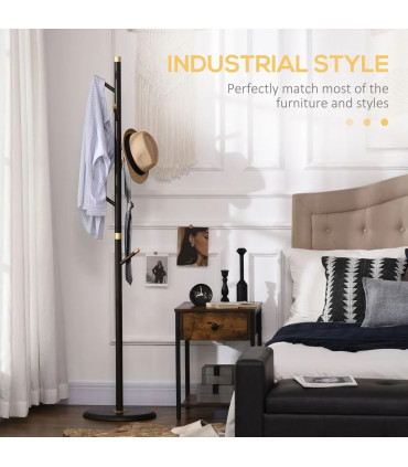 Freestanding Coat Rack Stand Industrial Coat Hanger with 6 Hooks for Hallway