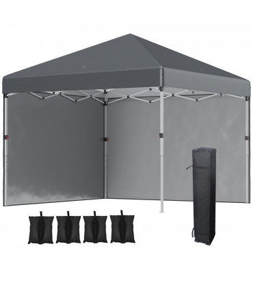 3 x 3 (M) Pop Up Gazebo Event Shelter with 2 Sidewalls, Weight Bags, Dark Grey