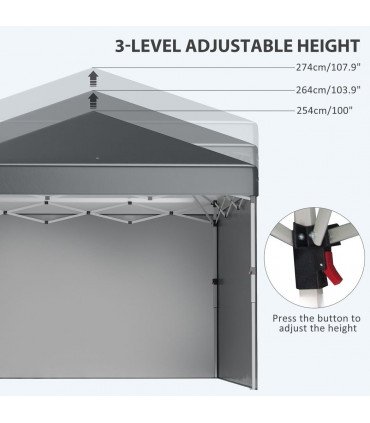 3 x 3 (M) Pop Up Gazebo Event Shelter with 2 Sidewalls, Weight Bags, Dark Grey