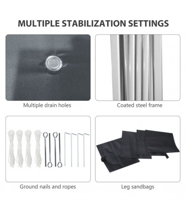 3 x 3 (M) Pop Up Gazebo Event Shelter with 2 Sidewalls, Weight Bags, Dark Grey