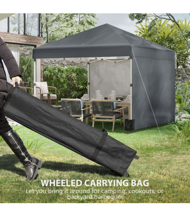 3 x 3 (M) Pop Up Gazebo Event Shelter with 2 Sidewalls, Weight Bags, Dark Grey