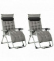 Outsunny 2 PCS Reclining Zero Gravity Chair Folding Lounger Cushion Dark Grey