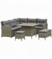 Outsunny 6 PCs Rattan Garden Furniture Sectional Conversation Corner Sofa