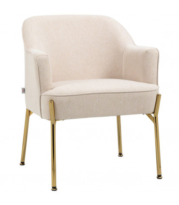 Fabric Armchair Accent Chair w/ Metal Legs for Living Room Bedroom White