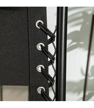 Foldable Garden Recliner Chair Set of 2 w/ Footstool & Headrest, Black