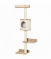 PawHut Wall-Mounted Cat Tree Shelter w/ Condo Bed Scratching Post Light Beige