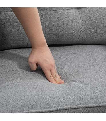 HOMCOM Modern Upholstered One Seater Sofa for Bedroom Living Room Grey