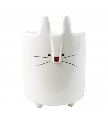 15cm Ceramic White Rabbit Planter