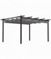 Outsunny 4 x 3(m) Aluminium Pergola Gazebo Garden Shelter w/ Retractable Roof