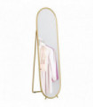 HOMCOM Oval Full Length Mirror with Metal Frame Hanging or Leaning Gold Tone