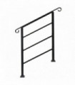 Handrails for Outdoor Steps, Wrought Iron Handrail Fits 1 or 3 Steps, Transitional Handrail with Installation Kit, Black